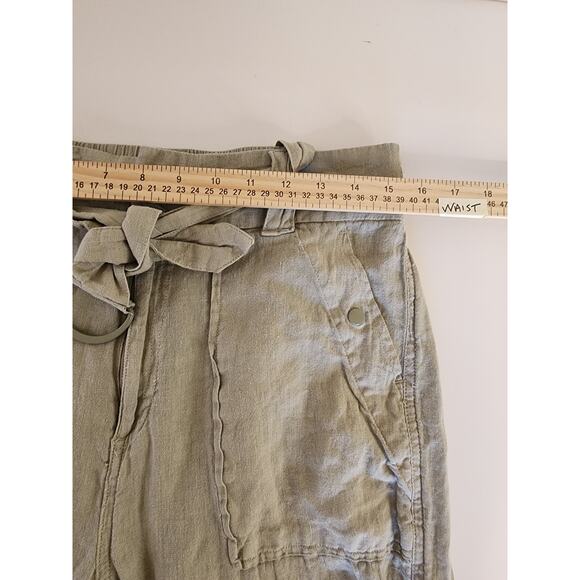 TAHARI Light Green 100% Linen High-Rise Loose Fitting Jogger Pants SZ L - Picture 6 of 8